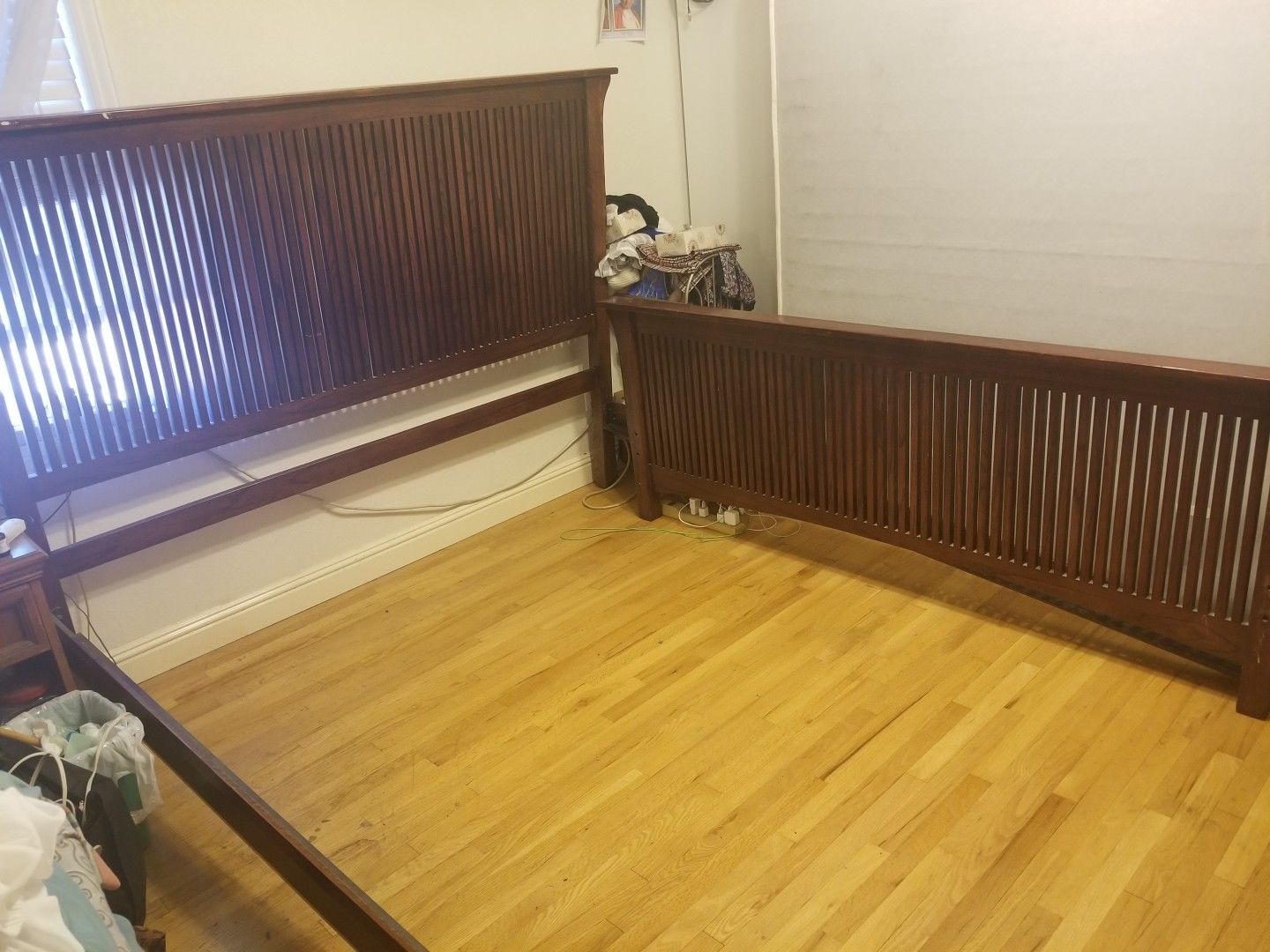 Real wood king size bed frame