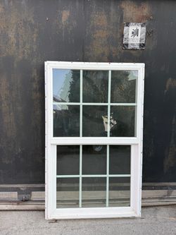 White Double-Hung Window with Grid Panes