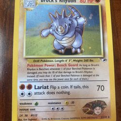 Pokemon Brock’s Rhydon Gym Heroes Holo Rare Unlimited 2/132 NM 💎
