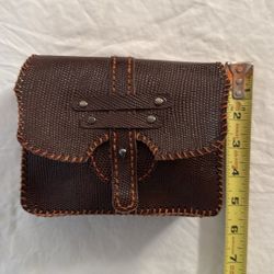 Handmade brown leather pouch