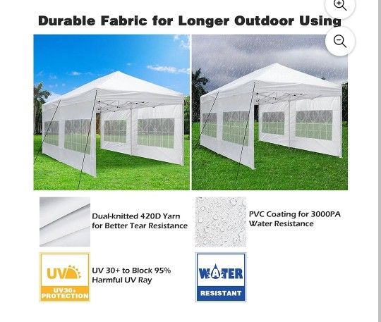 10' x 20' Folding Canopy Heavy Duty Canopy with 4 Sidewalls for Outdoor Event Vendors Farmers Tent Flea Market