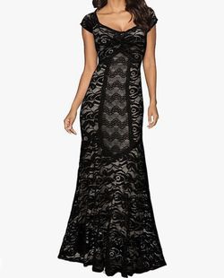 1920 Deep V-neck Black Lace Dress