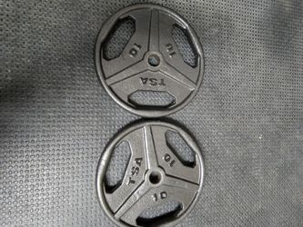 2x 10lb TSA Standard Weight Plates (20lbs Total) - Good
Condition