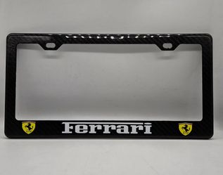 BRAND NEW FERRARI 100% Real Carbon Fiber License Plate Frame Tag Cover Original 3K