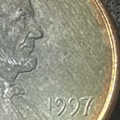 1997 D Penny Coin With Platin