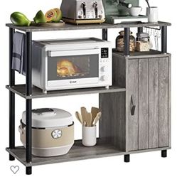 Gray Bakers Rack With Storage