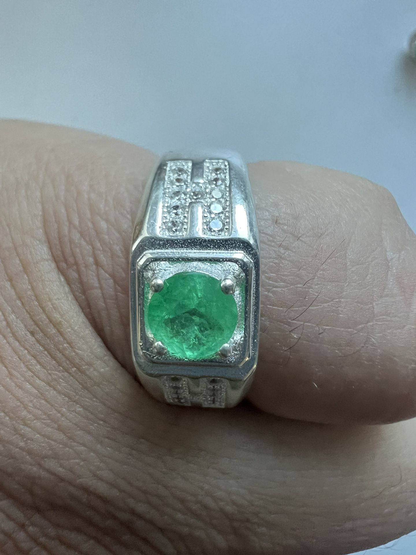 Men Ring Emerald. Stone Colombian