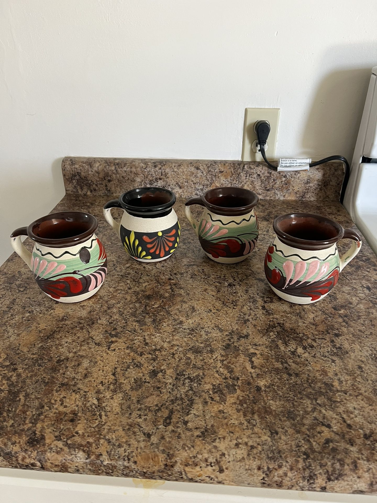 Set of Handcrafted Mexican Clay Mugs