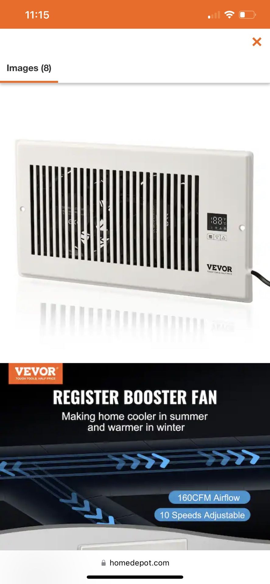 x 12 Register Booster Fan, Quiet Vent Booster Fan Fits