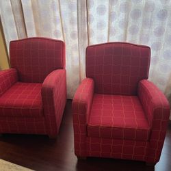 Red sofa arm chair set of two