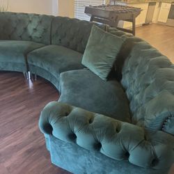 Green Velvet Sectional Couch