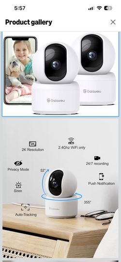 GALAYOU 360° WiFi Security Cameras (2-Pack) – Excellent Condition