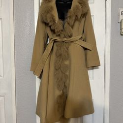 Fox Fur  Camel Long Coat  