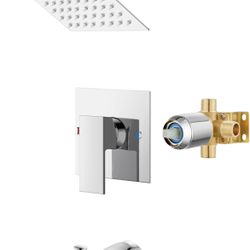 Airuida Shower Faucet Set with Tub Spout Bathtub Faucet Kit Shower Tub Faucet Set Complete Tub Shower Trim Kit with Solid Brass Rough-in Valve and Rai