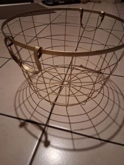 Gold Metal Wire Storage Basket with Handles