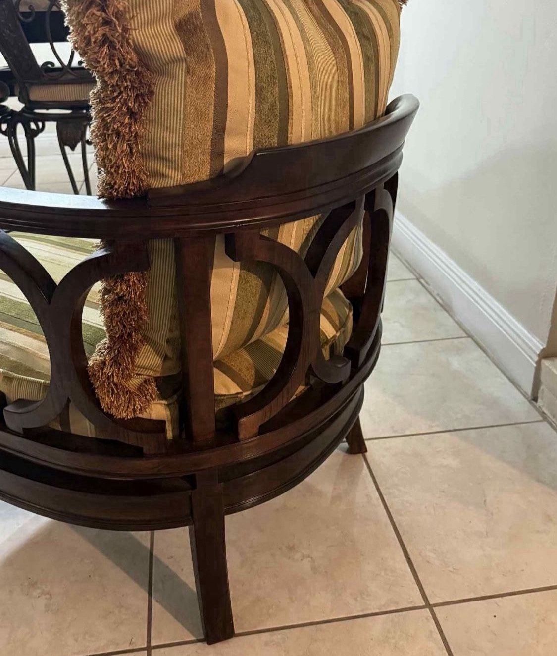 Vintage Modern Geometric Barrel Back Chair with Pillows