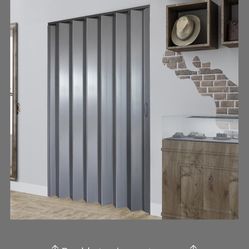 DIYHD 48X96in Interior Folding PVC Accordion Door,Grey,Include Door And Mounting Hardware,Handle,Latch,Folded Width 5-7/8"