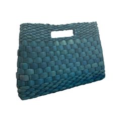 Vintage Bijoux Terner Blue Straw Handbag Purse.  17” X 11” X 3”. Looks like an envelope purse. Straw handle  Medium size  Comes from a pet and smoke f