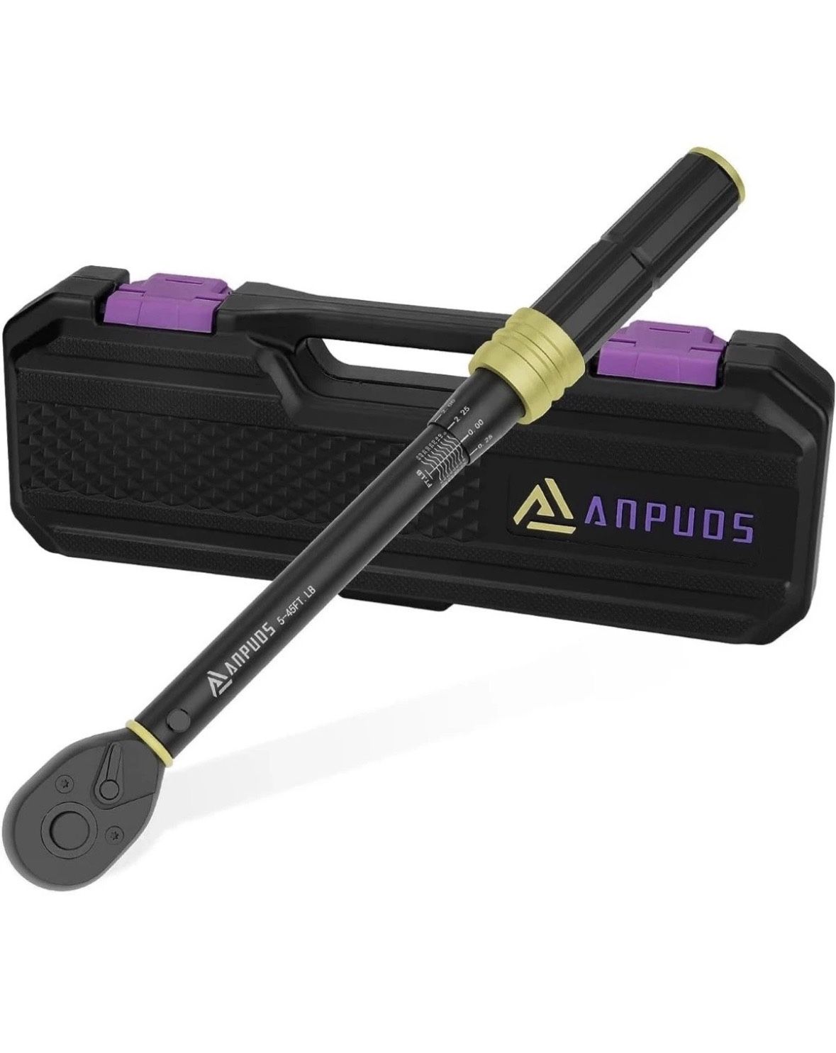 Anpuds 3/8 Inch Drive Click Adjustable Torque Wrench, Dual-Direction 72 Tooth