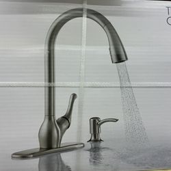 Kohler Barossa pull-down kitchen faucet in vibrant stainless.