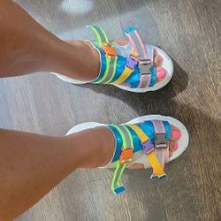 Sandals chunky wedge platform sandals size 7