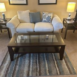 Loveseat W/Coffee And Two End Tables, W/Lamps