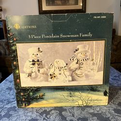 Porcelain Christmas Snowman Family 