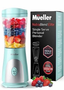 Mueller Personal Blender for Shakes and Smoothies with 15 Oz Travel Cup and Lid,