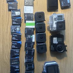 GoPro Camera Lot – HERO4 Black, HERO3+, 4 HERO4 Sessions, 20+ Batteries (AS IS)