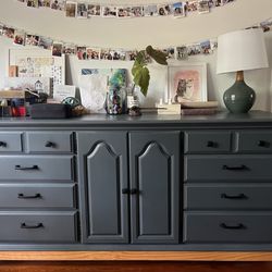 Beautifully restored Blue-Gray Solid Wood Dresser