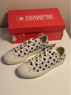 Converse Chuck 70 Ox Polka Dot Leather Parchment Black Shoes Women’s 6 155460C