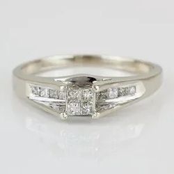 14k White Gold Princess Diamond Engagement/ Anniversary/ Cocktail Ring 