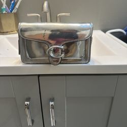 Coach Metallic Tabby Wristlet, Silver