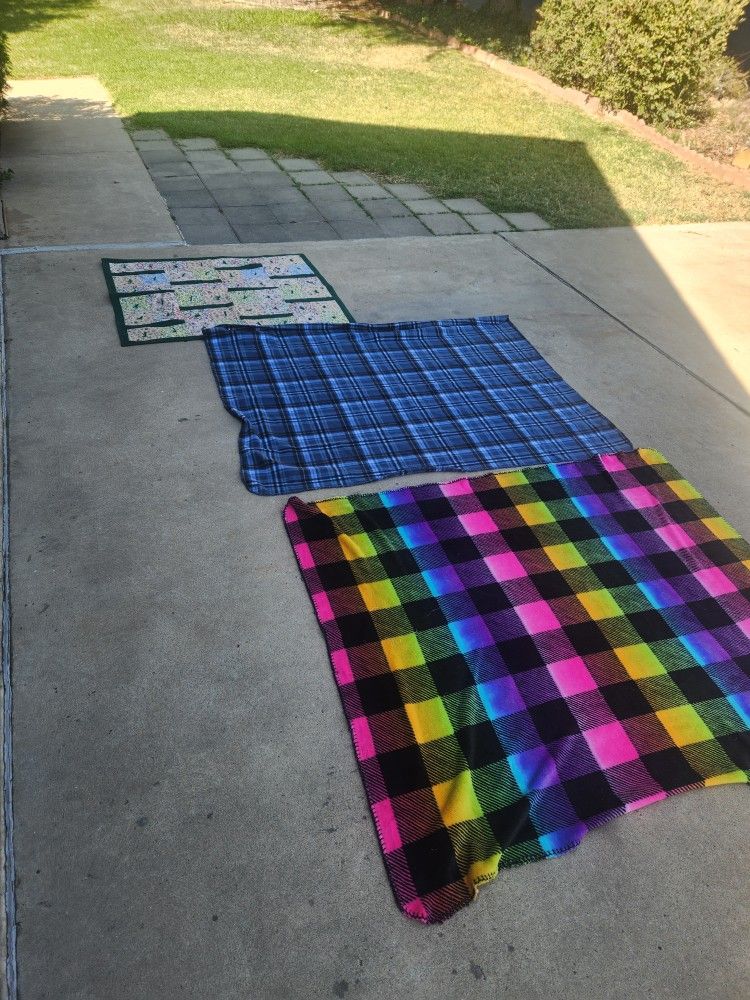 2 soft blankets + 1 smaller size quilt