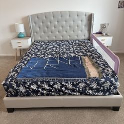 Queen Bed Frame With Tufted Headboard