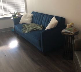 Blue velvet couch