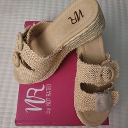 Not Rated Beige Woven Wedge Sandals