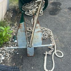 20# Danforth Large Anchor With Chain And Line