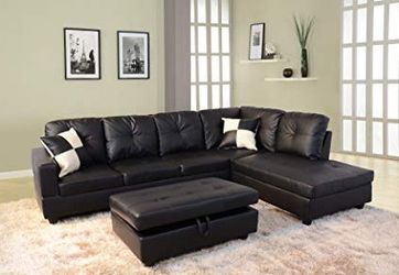 New Sectional With Storage Ottoman