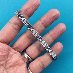 1920’s Art Deco Antique 925 Sterling Silver Tennis Bracelet