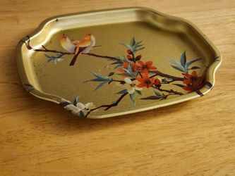 VINTAGE Elite Trays Metal Trinket Tray Birds & Blossoms - Made in England - $15 OBO!