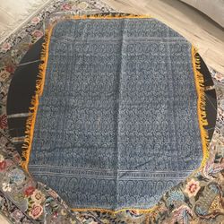 Persian Antique Termeh Style Table Cover – Age More Than 70 Years Old . Navy & Gold – Decorative