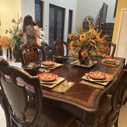 Dining Table, Chairs And China