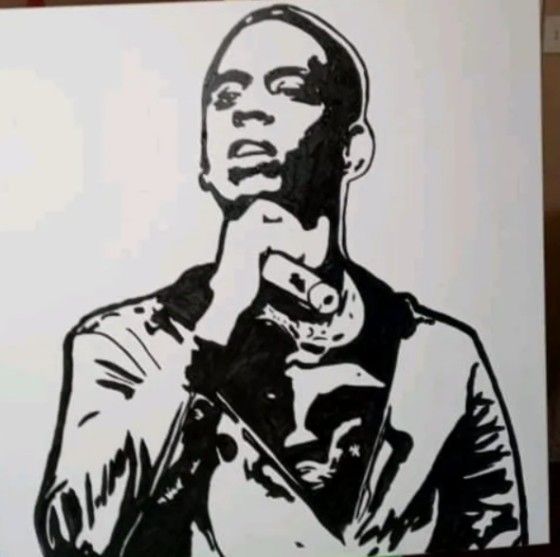 Hand Painted Black And White Silhouette Painting 36 By 36