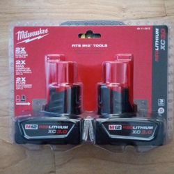 2 Milwaukee M12 3.0 Batteries 75.00