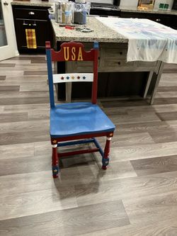 REFURBISHED PORCH DECOR/ PATRIOTIC CHAIR.