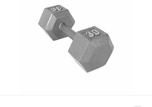 Barbell Cast Iron Solid Hexagon Gray Dumbbells, Strength Training Free Weights Set of 2