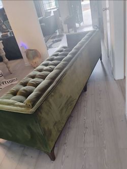 Olive Green velvet sofa