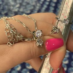 Crystal Jewelry Set Necklace, earrings, Ring Size 6/2 