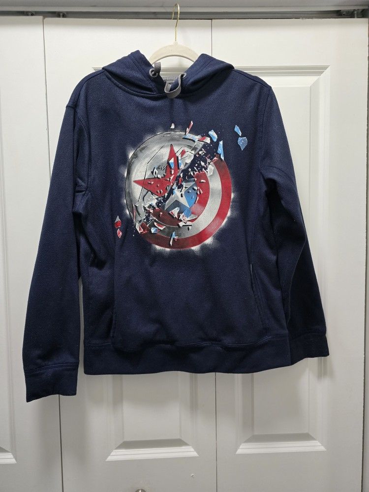 Men's Small 34-36 Captain America Hoodie With Broken Shield Rare